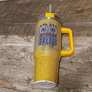 SpongeBob Squarepants Yellow Rhinestone 40oz Tumbler with Straw
